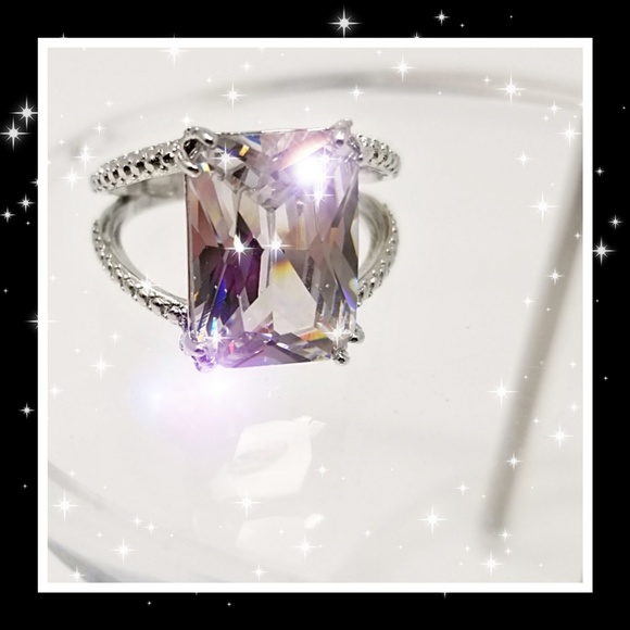 💍'12CT' EMERALD RADIANT CUT DIAMOND RING💎6,7.5,8 - Picture 3 of 5